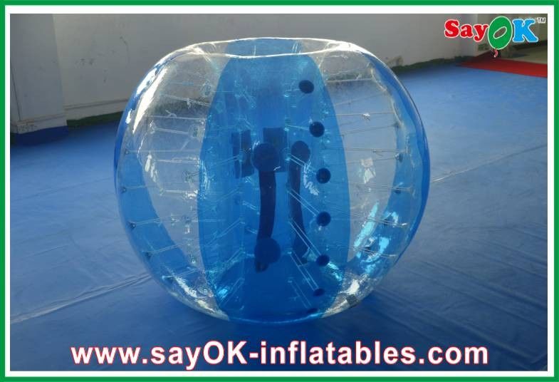 0.8mm PVC Inflatable Sports Games , Transparent / Blue Bumper Ball