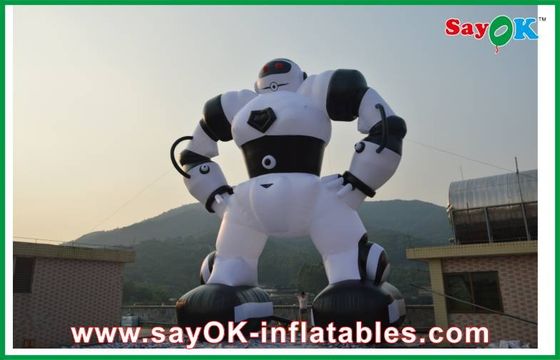 সাদা / কালো inflatable কার্টুন অক্ষর, অক্সফোর্ড কাপড় inflatable রোবট