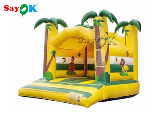জঙ্গল পশু থিম হলুদ ডিজিটাল মুদ্রণ সঙ্গে inflatable bouncy কাসল