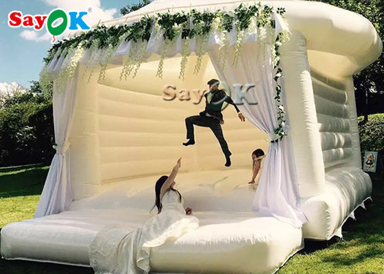 বিয়ের পার্টির জন্য বাণিজ্যিক inflatable ঝাঁকুনি / হোয়াইট বাউন্সী কাসল