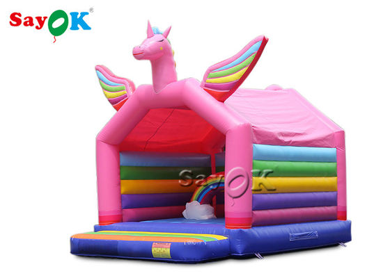 5x4mH রাজকুমারী গোলাপী রংধনু Unicorn Inflatable Bounce Castle For Kid