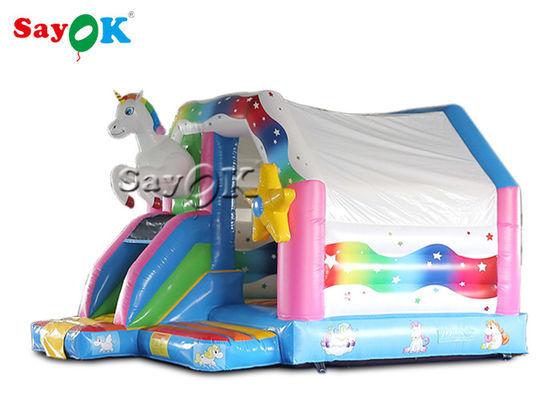 4.9x3.9x3.3 গোলাপী ইউনিকর্ন inflatable ঝাঁপ দাও ঘর শিশুর জন্য