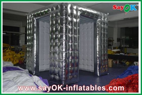 Inflatable ফটো স্টুডিও Sliver বাইরে সাদা ভিতরে ফটো বুথ তাঁবু দুটি দরজা সঙ্গে Inflatable
