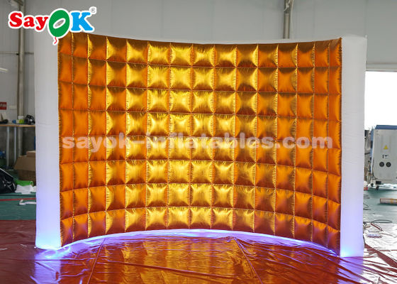 ইভেন্ট বুথ LED লাইট সহ গোল্ডেন অক্সফোর্ড কাপড় ইনফ্ল্যাটেবল ফটো বুথ ওয়াল প্রদর্শন করে
