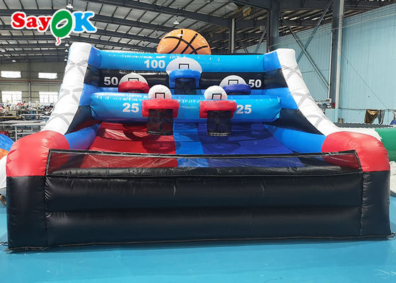 ইনফ্ল্যাটেবল বাস্কেটবল গেম 4x4x3mH টারপলিন ইনফ্ল্যাটেবল স্পোর্টস গেম বাচ্চাদের বাস্কেটবল গেম ব্লো আপ শুটিং টেবিল