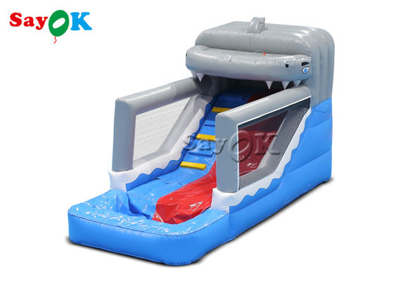 ছোট inflatable স্লাইড Toddler পিভিসি inflatable হাঙ্গর ভিজা এবং শুকনো স্লাইড বিনোদন পার্ক জন্য
